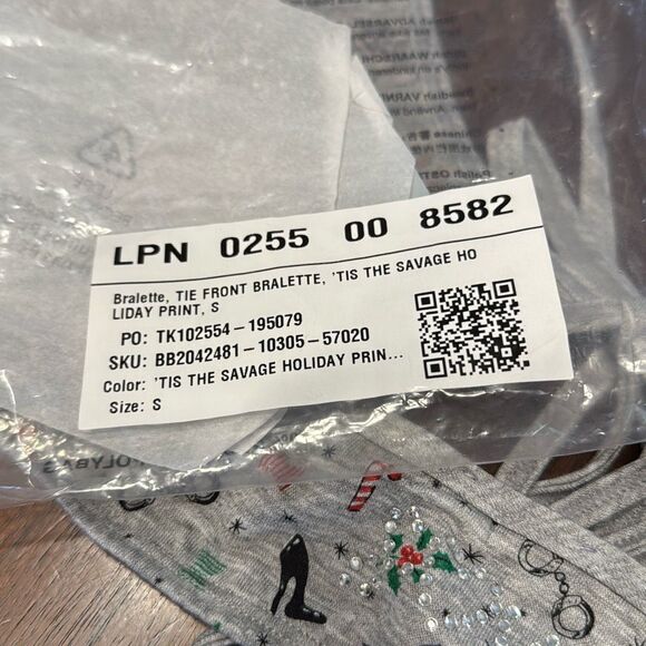 Savage X Fenty Grey Holiday Christmas Bralette Women’s US Small - Picture 6 of 6